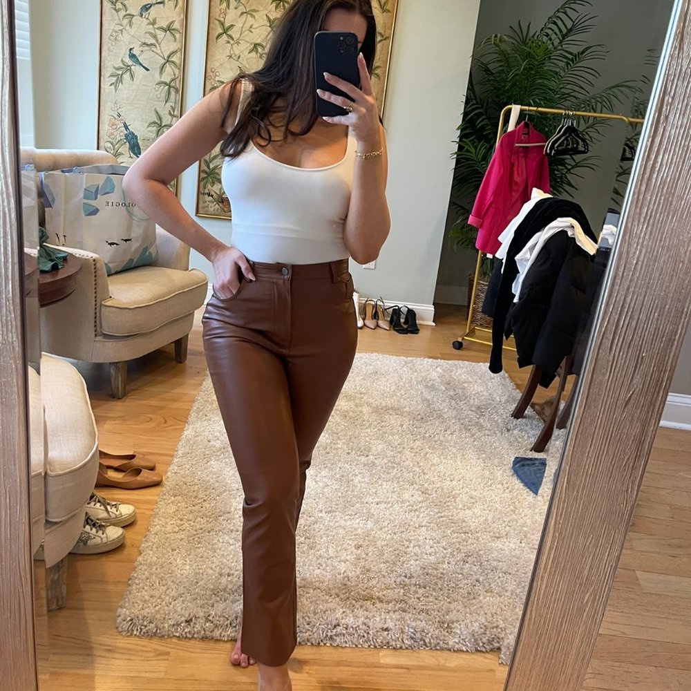 Brown Faux Leather Pants